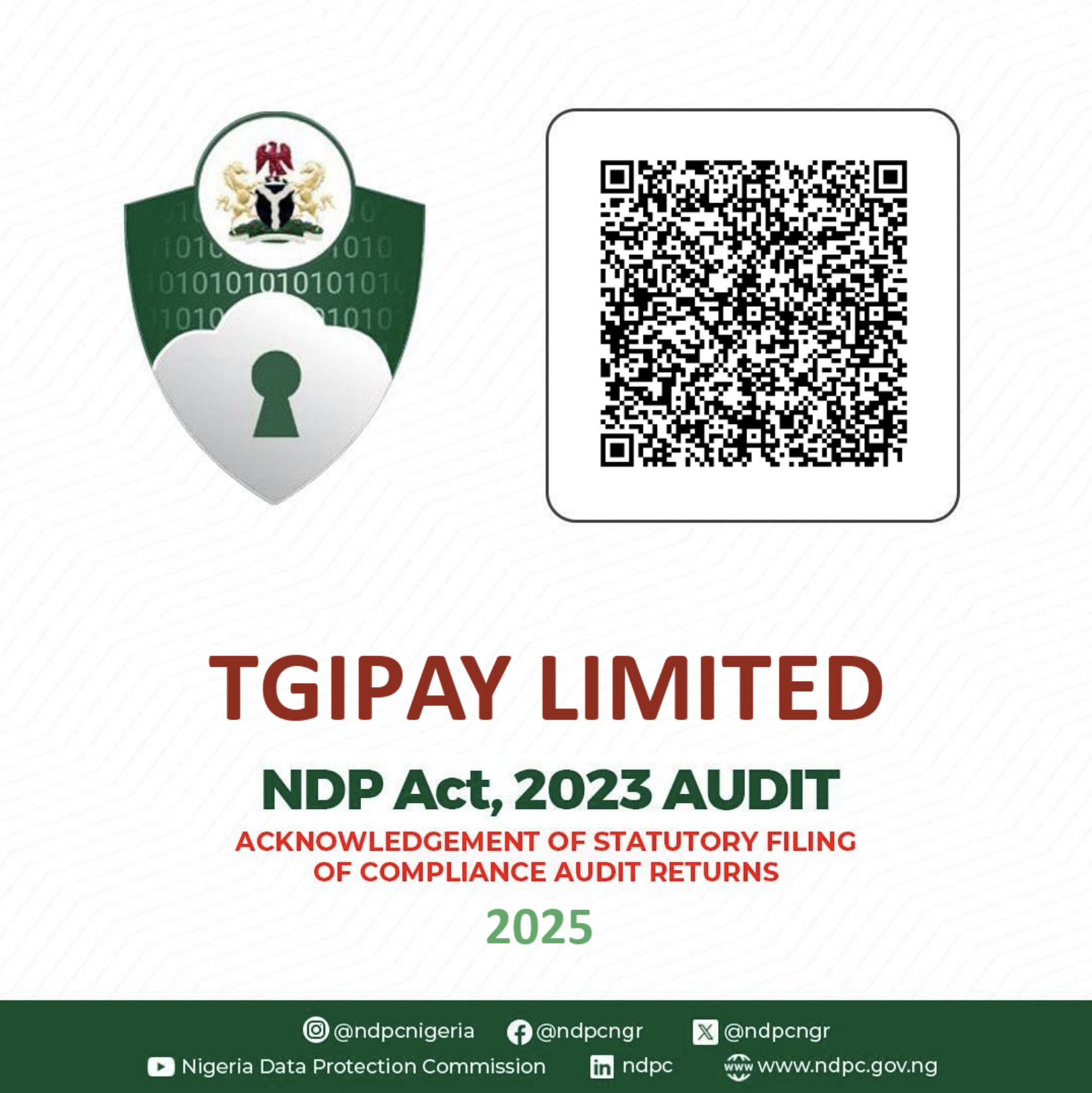TGIPAY NDPC Audit Compliance Trustmark